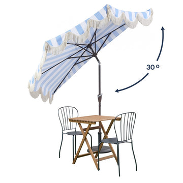 Beverly 9 ft. Designer Classic Scalloped Fringe Half Market Patio Umbrella